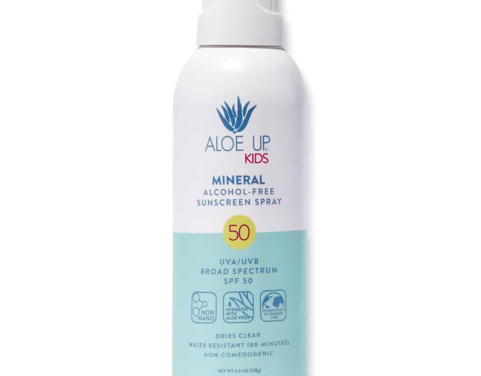 Kids Mineral SPF 50 Sunscreen Spray. alcohol free and non-comedogenic